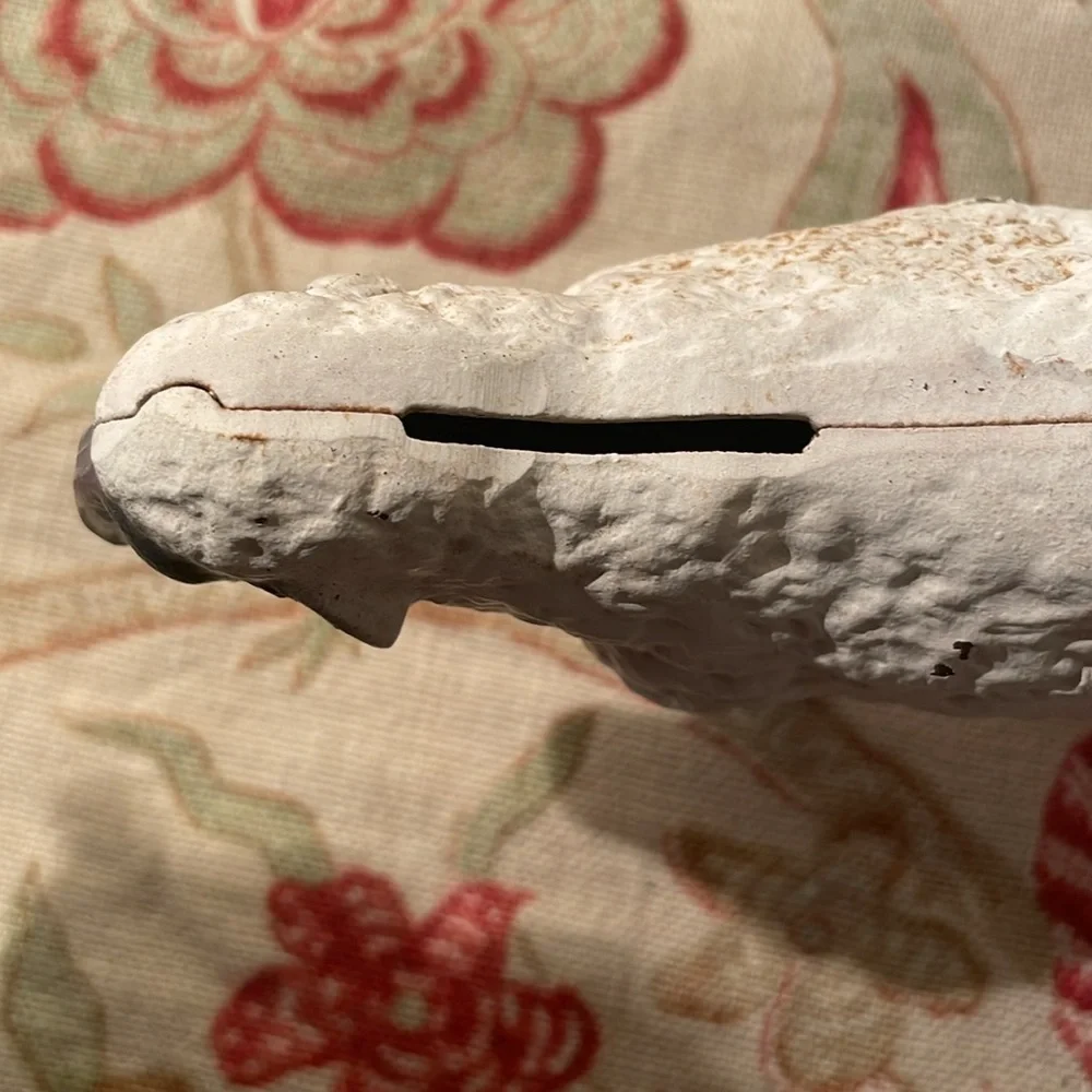 Vintage John Wright White Black Cast Iron Still Penny Lamb or Sheep Stand Bank - Picture 8 of 12